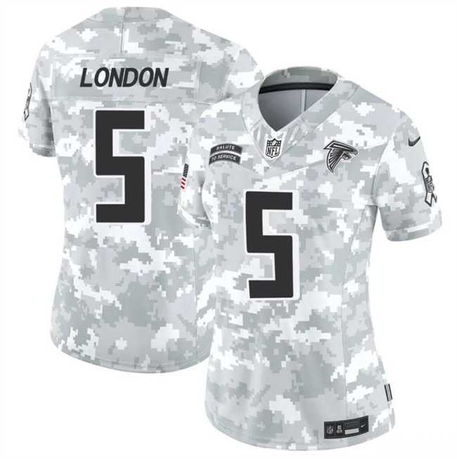 Women%27s Atlanta Falcons #5 Drake London 2024 F.U.S.E Arctic Camo Salute To Service Limited Stitched Jersey Dzhi